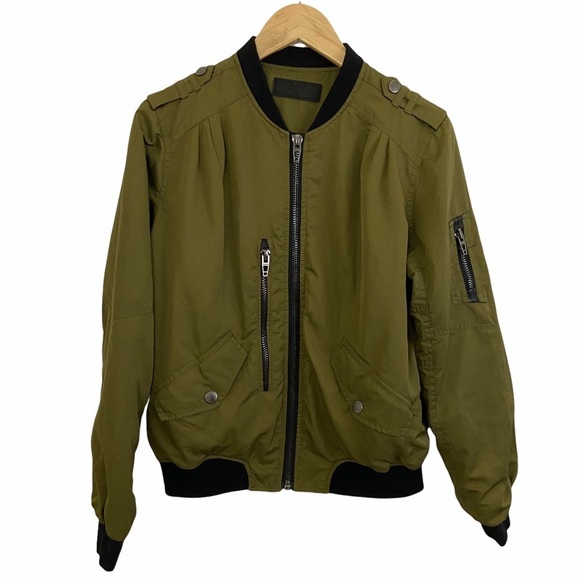 BlankNYC Army Green Bomber Full Zip Jacket Sz S - Picture 1 of 12